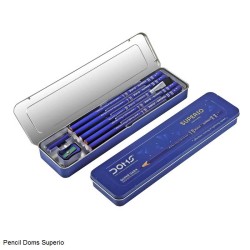 Doms Superio - Super Dark Graphite Pencils 10pcs per pack with Eraser, Sharepner and Point Protection Cap
