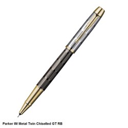 Parker IM Metal Twin Chiselled GT Rollerball Pen