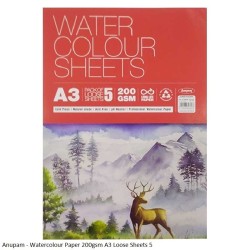 Watercolour Paper 200gsm A3 Pack of 5 Loose Sheet by Anupam
