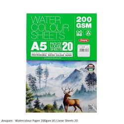 Watercolour Paper 200gsm A5 Pack of 20 Loose Sheet by Anupam