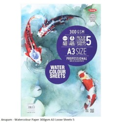 Watercolour Paper 300gsm A3 Pack of 5 Loose Sheet by Anupam